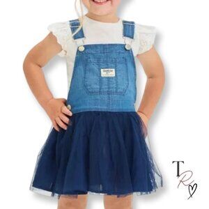 OshKosh B’gosh Denim Tulle Pinafore Dress Navy Tutu Skirt Toddler 3T